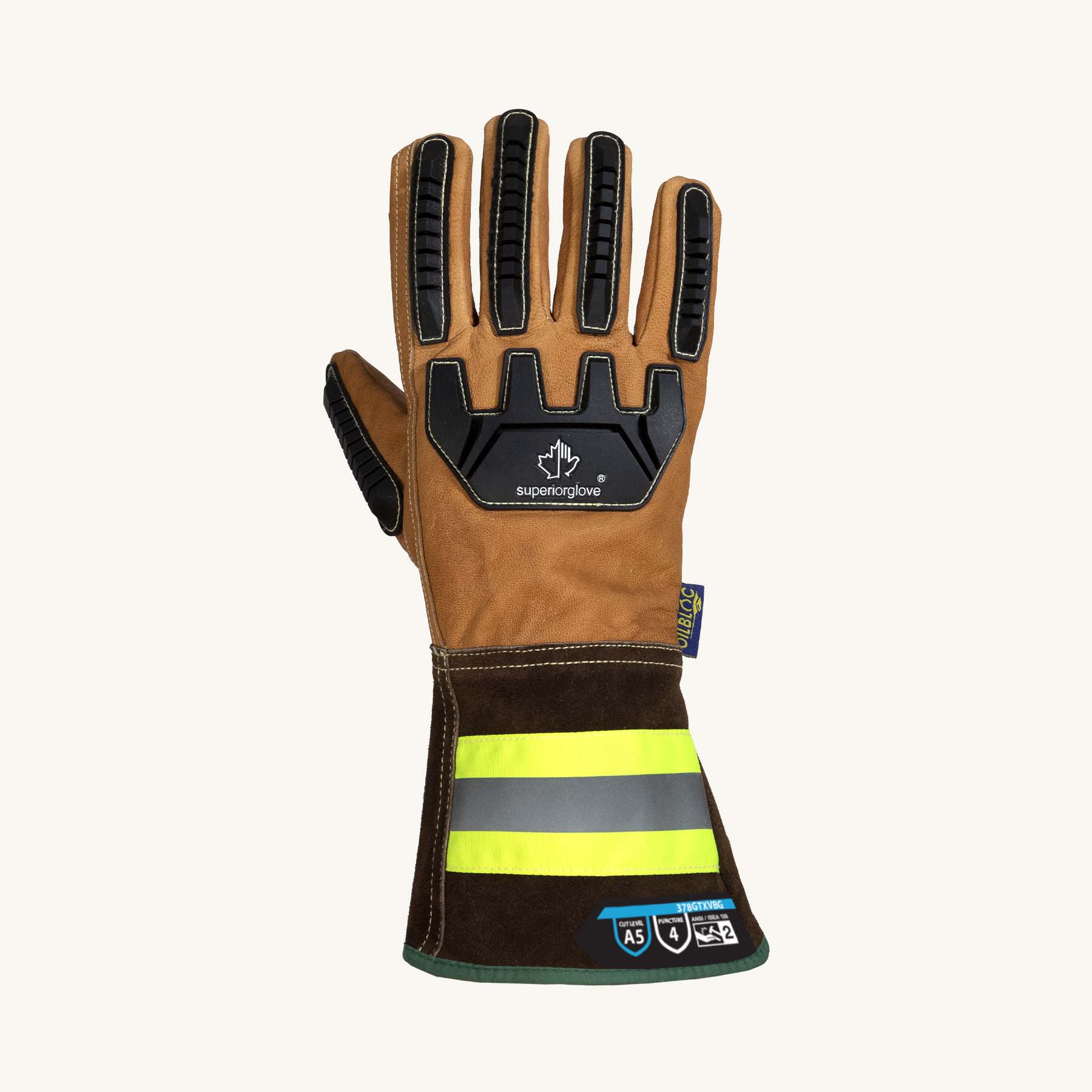Superior Glove® Endura® 378GTXVBG Goatskin  Impact A5 Cut Gloves w/ Hi-Viz Reflective Gauntlet Cuffs 